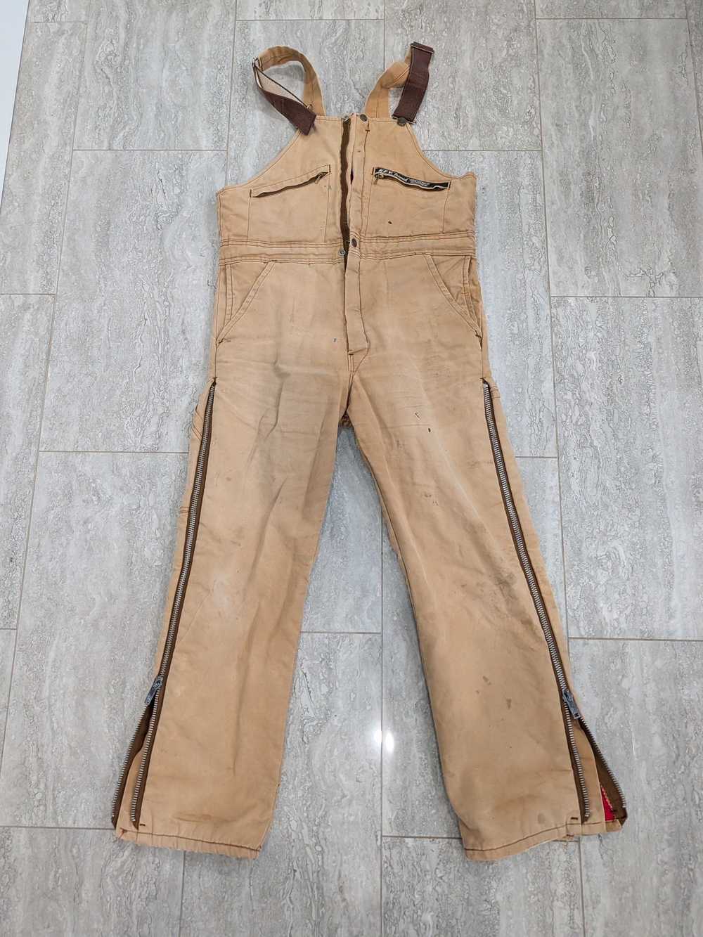 Vintage KEY Imperial Insulated Bib Overalls M Short USA Distressed Workwear